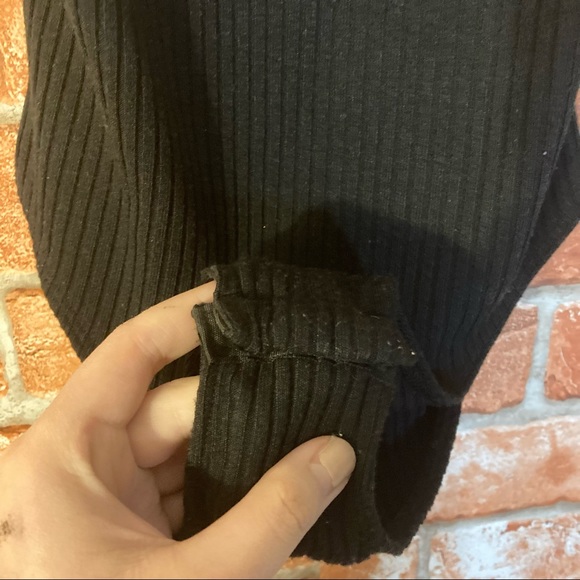 Ribbed Topshop black straight neck tank bodysuit - Picture 3 of 3